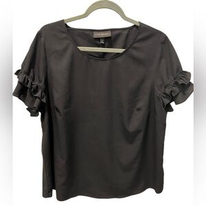 Lane Bryant Black Ruffle Sleeve Blouse Size 16 Lightweight Top